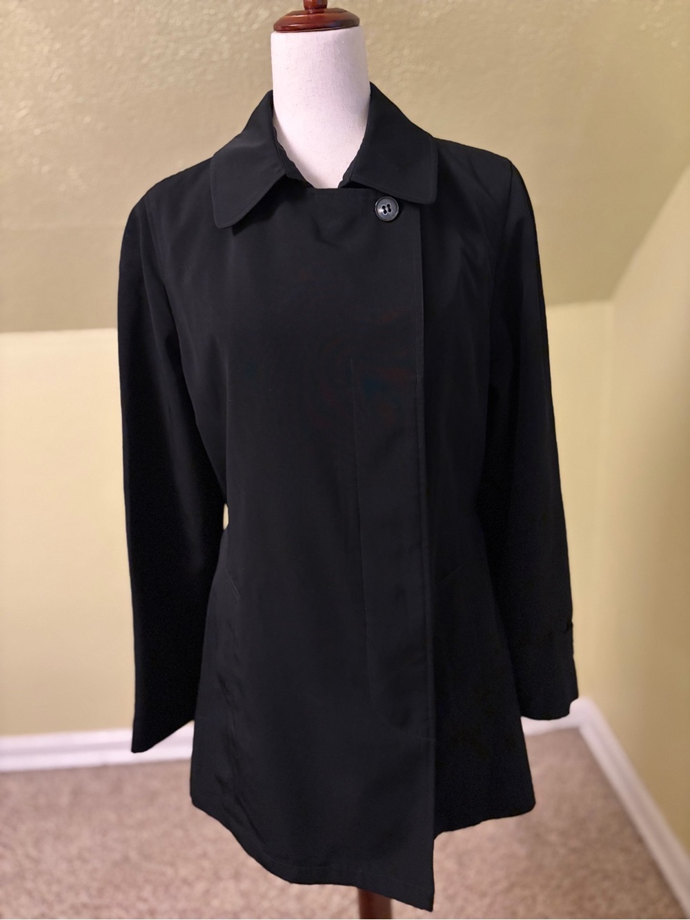 London Fog Limited Edition Black Women's Trench Rain Coat Minimalist Classic